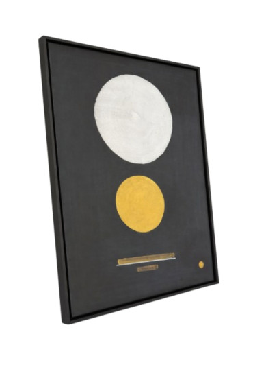 obraz strukturalny w ramie czarnej,  100% handmade, format 60x80,  złota kropka