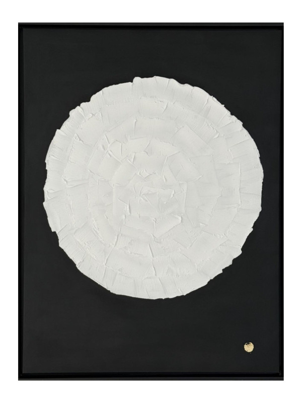 obraz strukturalny w ramie czarnej,  100% handmade, format 60x80, biała kula
