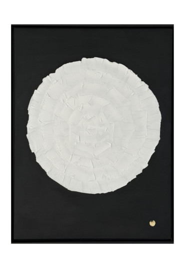 obraz strukturalny w ramie czarnej,  100% handmade, format 60x80, biała kula