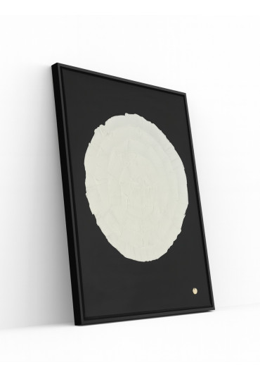 obraz strukturalny w ramie czarnej,  100% handmade, format 60x80, biała kula