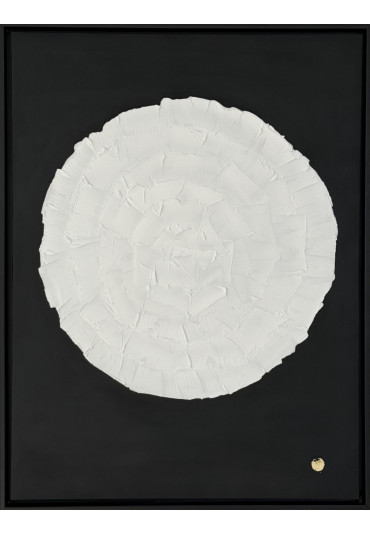obraz strukturalny w ramie czarnej,  100% handmade, format 60x80, biała kula